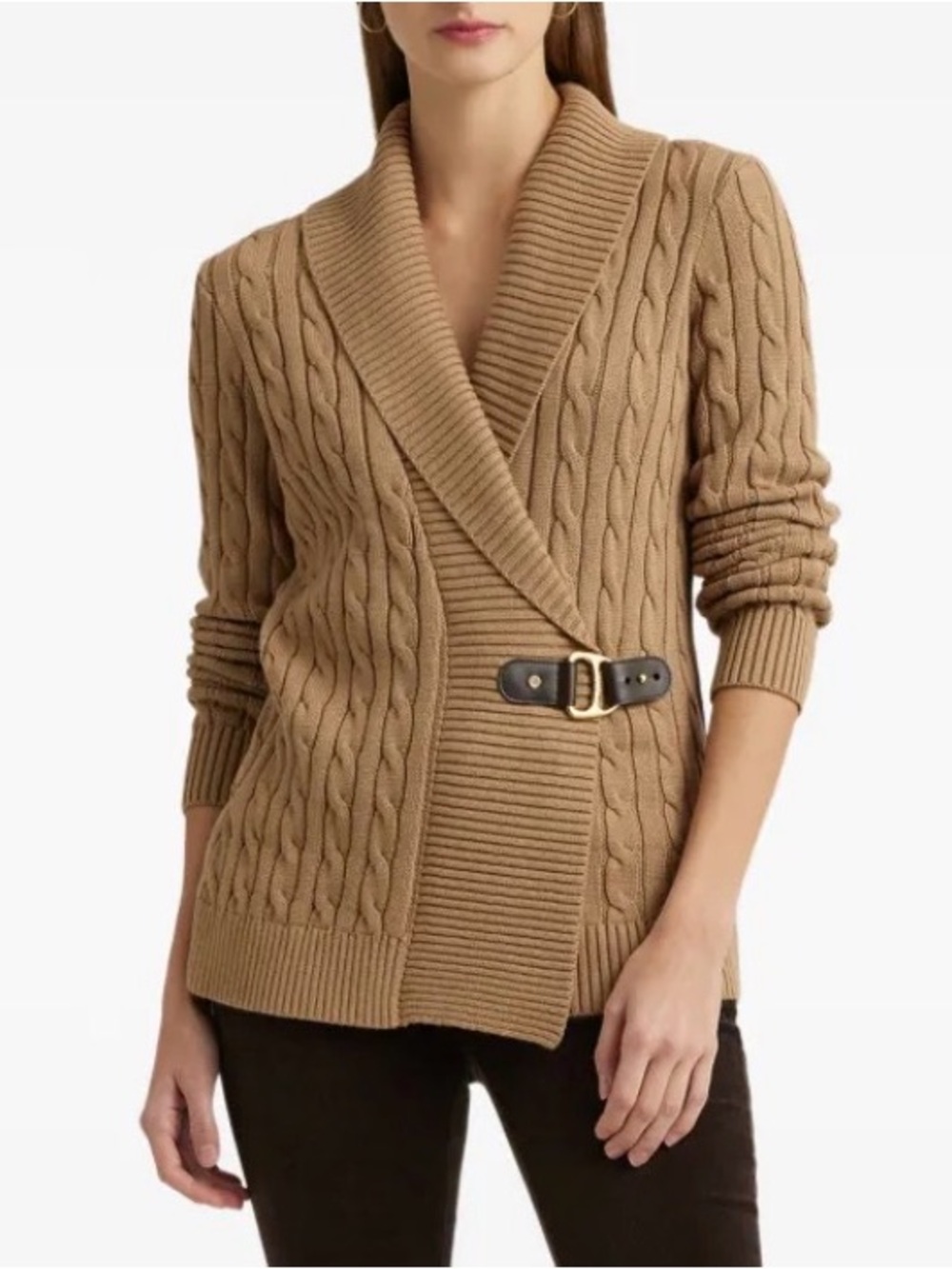 Ralph Lauren brown  Cable Knit Belted
Cardigan size 3XL.